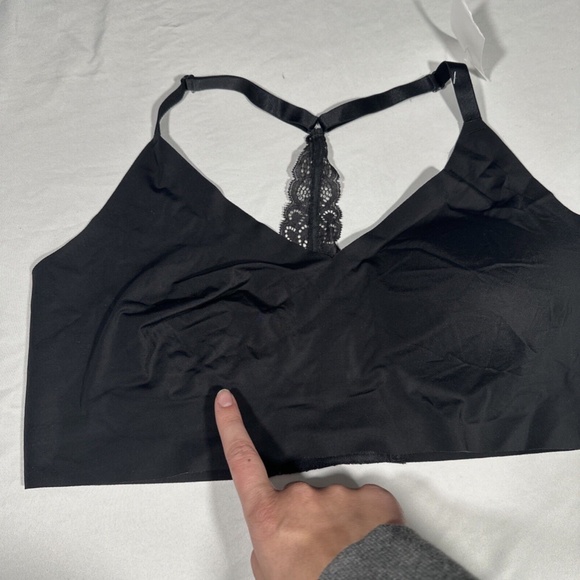 NEW $52 True & Co‎ [ XL ] Triangle Lace Racerback Bralette in Black - Picture 6 of 9